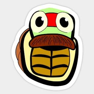 cartoon turtle with a moustache Sticker